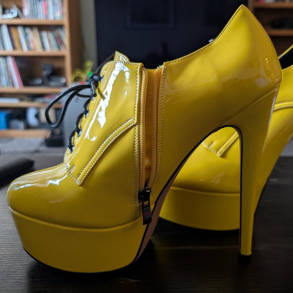 SAMMITOP Women's Round Toe Lace Up Ankle Boots Platform High Heel Pumps Party Dr